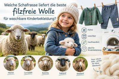 Welche schafrasse liefert die beste filzfreie wolle für waschbare kinderbekleidung?